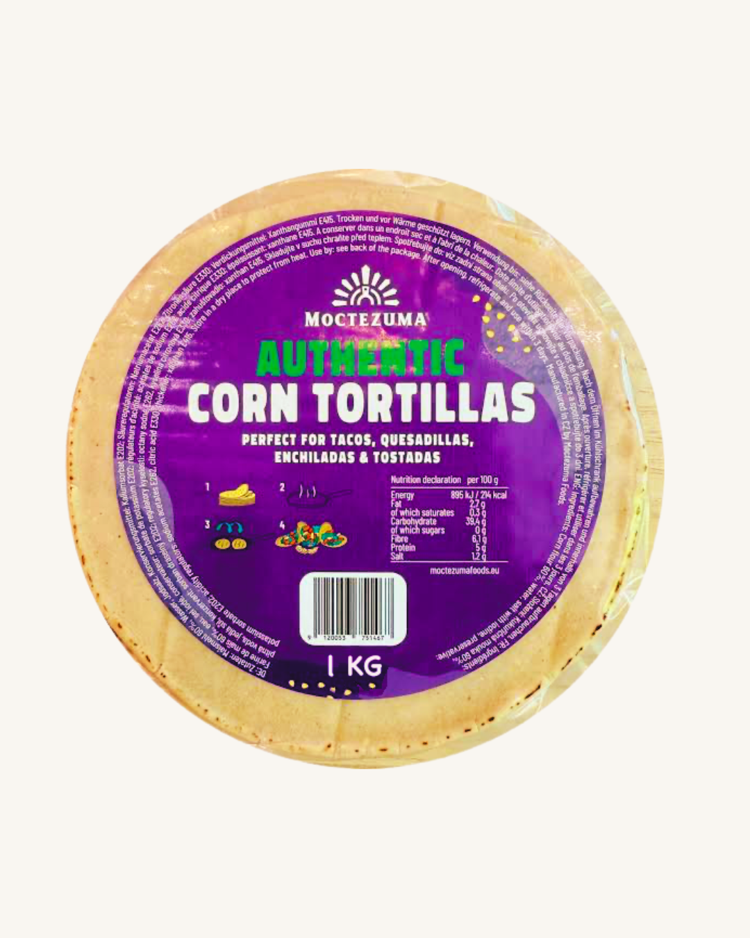 Tortillas de Maïs Blanc 15 cm – 1Kg – Moctezuma