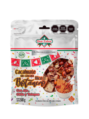Snack mélange cacahuètes, chips de maïs, ail & piment